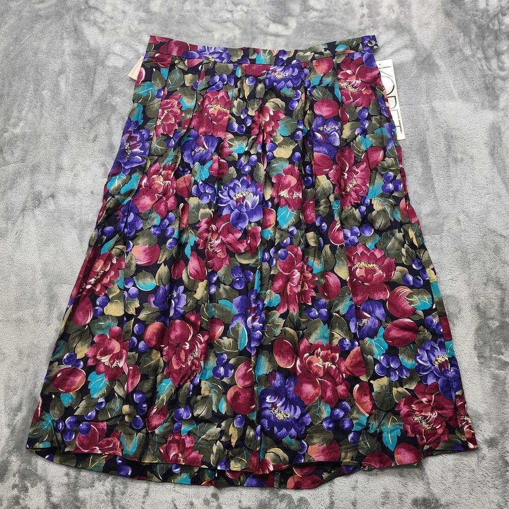 NEW Vintage Koret Skirt Womens 20W Multicolor Floral Pleated Rayon Midi Preppy